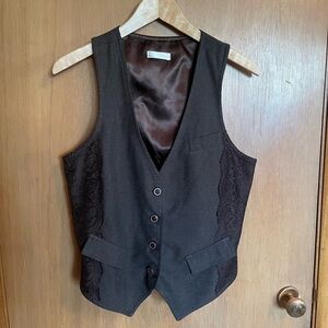 Old Navy Brown Lace Buttoned Vest Size L